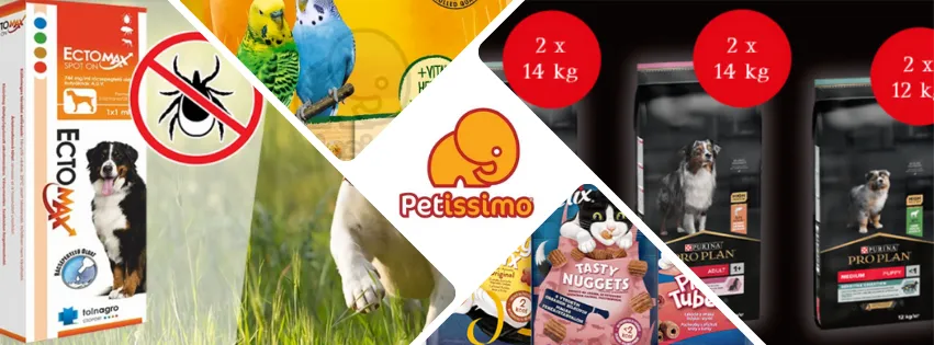 Ilustračné produkty z Petissimo.sk – granule pre psov, škrabadlá pre mačky, hračky a doplnky pre hlodavce a vtáky