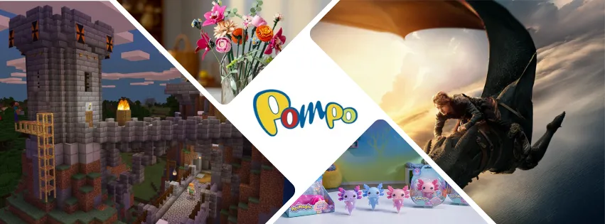 Ilustračné produkty z Pompo.sk – detské hračky ako LEGO® stavebnice, plyšové zvieratká a kreatívne súpravy pre deti