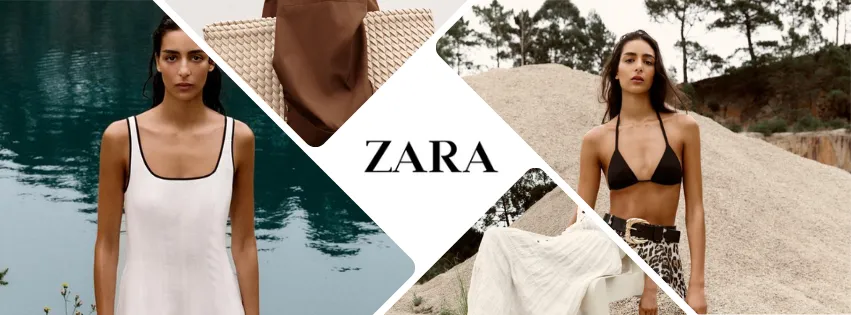 Ilustrační produkty ze ZARA.com – elegantní šaty, stylové bundy, trendy džíny a módní doplňky v různých stylech a střizích