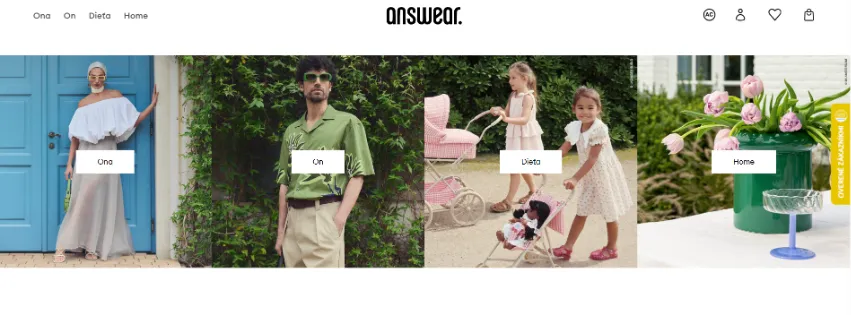 Úvodná stránka módneho e-shopu Answear.sk s ponukou oblečenia, obuvi a doplnkov pre ženy, mužov aj deti