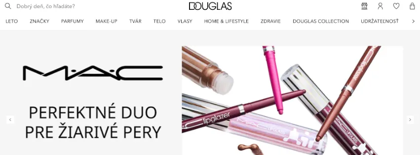 Úvodná stránka e-shopu DOUGLAS.sk s ponukou luxusnej kozmetiky, parfémov a starostlivosti o pleť