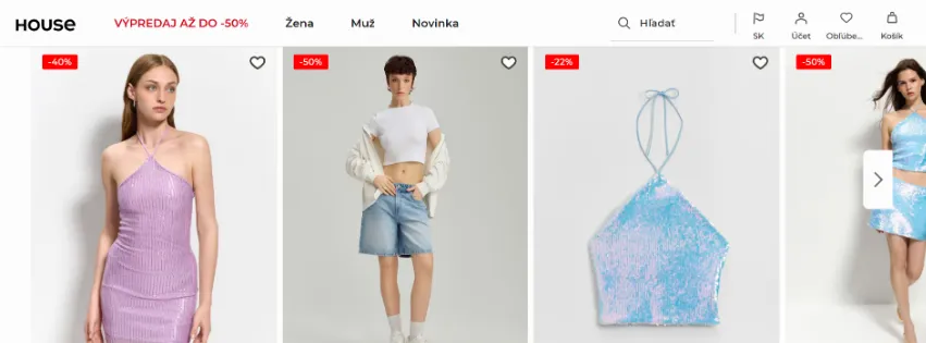 Úvodná stránka e-shopu Housebrand.com s moderným dámskym a pánskym oblečením podľa aktuálnych trendov