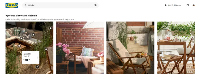 Úvodná stránka e-shopu IKEA.com s moderným nábytkom, bytovými doplnkami a zariadením domácnosti
