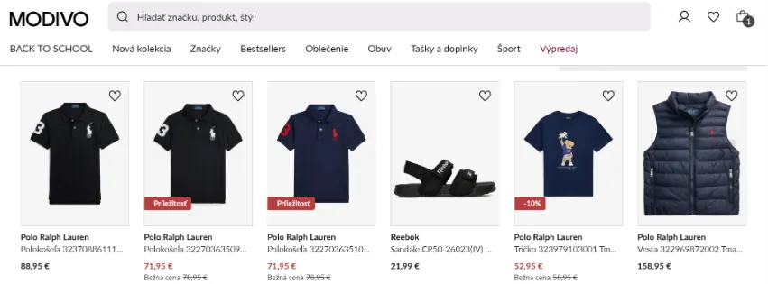 Úvodná stránka e-shopu Modivo.sk s módou, obuvou a doplnkami pre ženy, mužov a deti