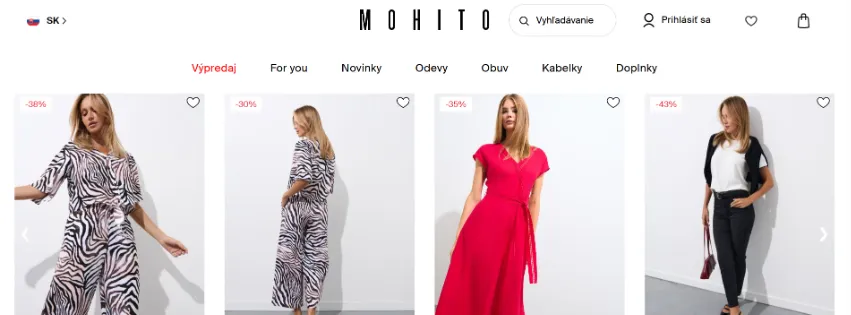 Úvodná stránka e-shopu Mohito.sk s dámskym oblečením, módnymi doplnkami a aktuálnymi trendmi v ženskom štýle