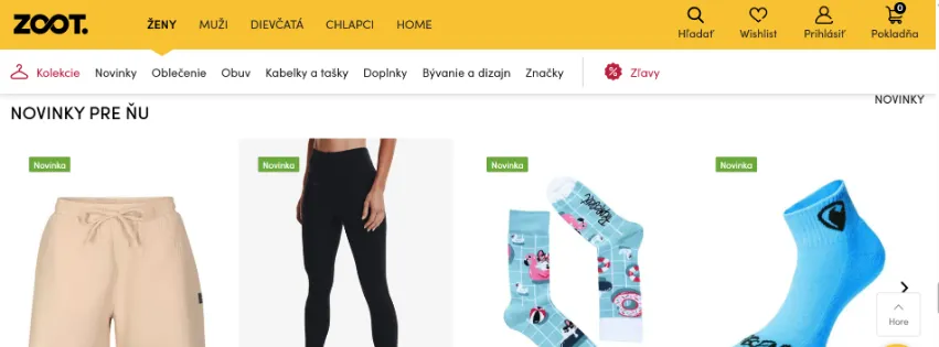 Úvodná stránka e-shopu ZOOT.sk s módou, obuvou a doplnkami pre ženy, mužov a deti