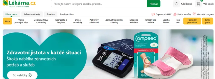 Úvodní stránka e-shopu Lékárna.cz s volně prodejnými léky, vitamíny, kosmetikou a doplňky stravy pro zdraví a krásu
