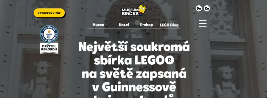 Úvodní stránka e-shopu Museum of Bricks s LEGO® stavebnicemi a dárky pro děti i dospělé