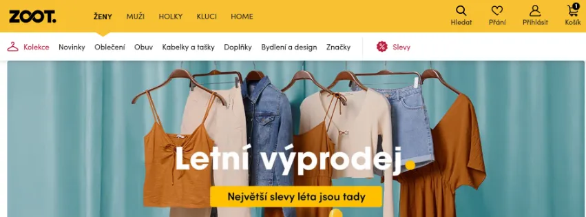 Úvodní stránka e-shopu Zoot.cz s módou, obuví a doplňky pro muže, ženy a děti