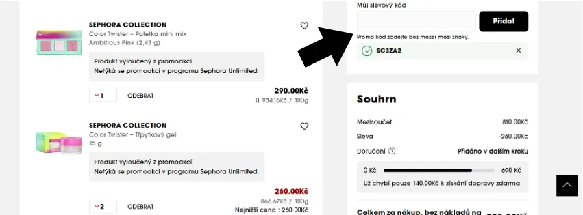 Sephora slevový kód